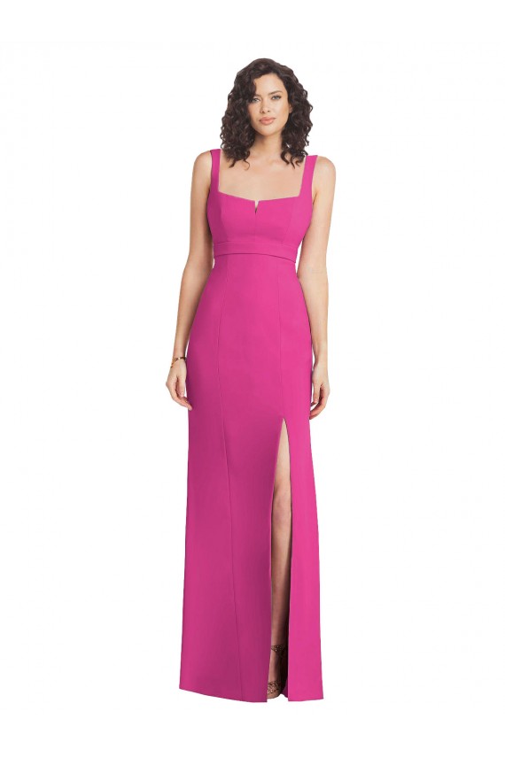 Stretch Crepe Square Neck Low Back Trumpet Fuchsia Semi Formal Evening Dress / Prom Dress / Bridesmaid Dress Derby