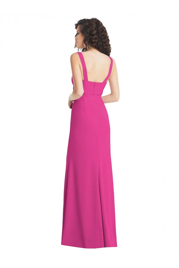 Stretch Crepe Square Neck Low Back Trumpet Fuchsia Semi Formal Evening Dress / Prom Dress / Bridesmaid Dress Derby