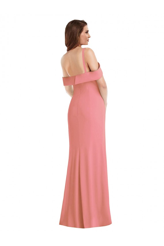 Stretch Crepe One Shoulder Low Back Trumpet Hot Pink Semi Formal Evening Dress / Prom Dress / Bridesmaid Dress Derby