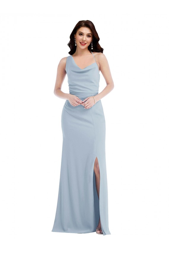 Stretch Crepe One Shoulder Trumpet Light Sky Blue Formal Dress / Bridesmaid Dress Derby