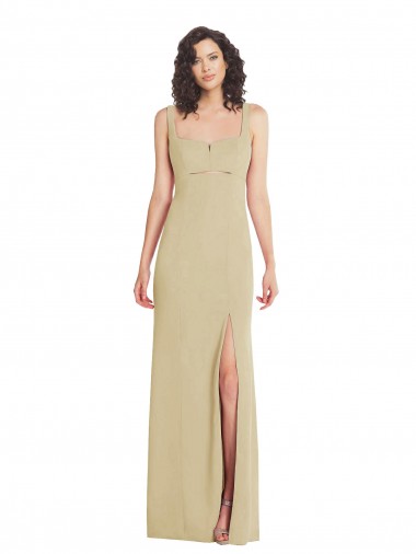 Stretch Crepe Square Neck Low Back Trumpet Champagne Formal Evening Gown / Prom Dress / Bridesmaid Dress Derby