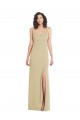 Stretch Crepe Square Neck Low Back Trumpet Champagne Formal Evening Gown / Prom Dress / Bridesmaid Dress Derby
