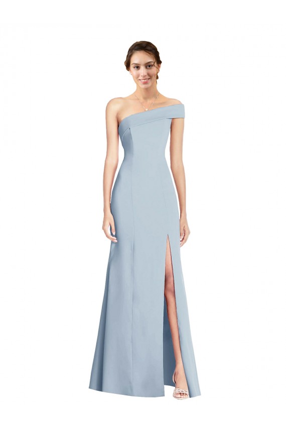 Stretch Crepe Off the Shoulder Trumpet Light Sky Blue Formal Evening Gown / Prom Dress / Bridesmaid Dress Derby