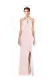 Stretch Crepe Halter Neck Low Back Trumpet Pink Formal Evening Gown / Prom Dress / Bridesmaid Dress Derby