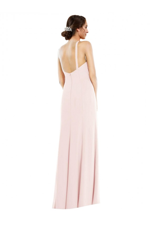 Stretch Crepe Halter Neck Low Back Trumpet Pink Formal Evening Gown / Prom Dress / Bridesmaid Dress Derby