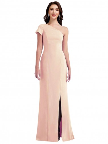 Stretch Crepe One Shoulder Trumpet Nude Formal Evening Gown / Prom Dress / Bridesmaid Dress Derby