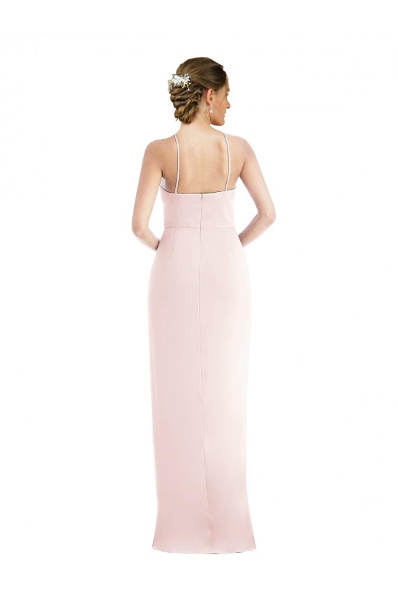 Stretch Crepe Halter Neck Trumpet Pink Semi Formal Evening Dress / Prom Dress / Bridesmaid Dress Derby