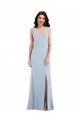 Stretch Crepe V-Neck Open Back Trumpet Light Sky Blue Evening Dress / Bridesmaid Dress Derby