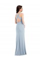 Stretch Crepe V-Neck Open Back Trumpet Light Sky Blue Evening Dress / Bridesmaid Dress Derby