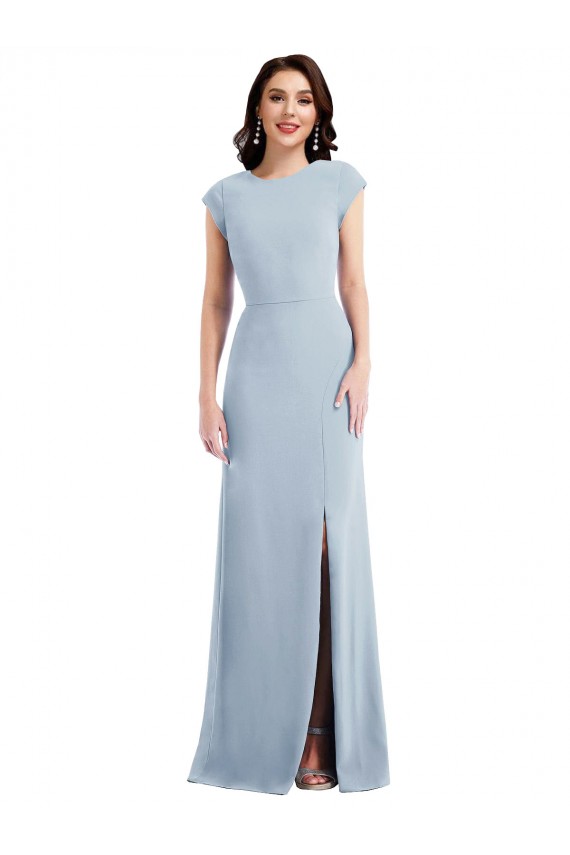 Stretch Crepe Open Back Trumpet Light Sky Blue Formal Evening Gown / Prom Dress / Bridesmaid Dress Derby