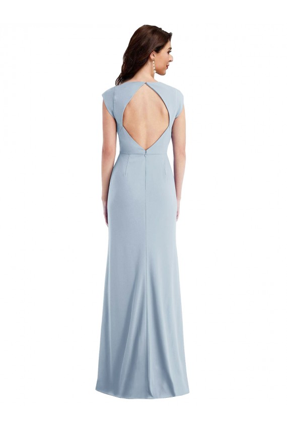 Stretch Crepe Open Back Trumpet Light Sky Blue Formal Evening Gown / Prom Dress / Bridesmaid Dress Derby