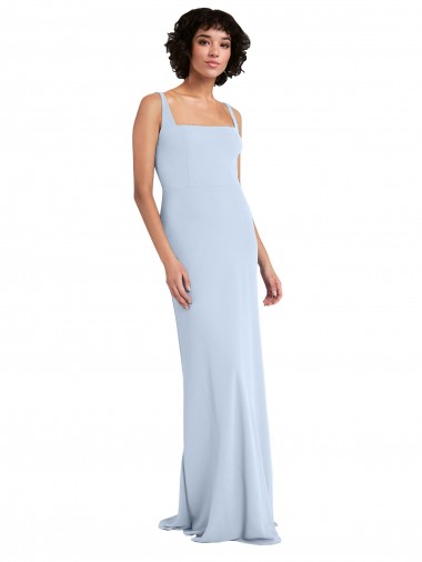 Stretch Crepe Square Neck Sheath Light Sky Blue Prom Dress / Bridesmaid Dress Derby