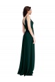 Stretch Crepe V-Neck V-Back A-Line Midnight Green Formal Evening Gown / Prom Dress / Bridesmaid Dress Derby