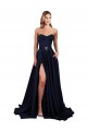 Stretch Crepe High Neck Low Back A-Line Dark Navy Formal Dress / Bridesmaid Dress Derby