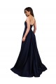 Stretch Crepe High Neck Low Back A-Line Dark Navy Formal Dress / Bridesmaid Dress Derby