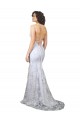 Stretch Crepe & Sequin Tulle High Neck Open Back Mermaid White Formal Evening Gown / Prom Dress / Bridesmaid Dress Derby