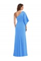 Stretch Crepe One Shoulder Trumpet Peacock Blue Semi Formal Evening Dress / Prom Dress / Bridesmaid Dress Derby