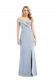 Stretch Crepe Off the Shoulder Trumpet Light Sky Blue Semi Formal Evening Dress / Prom Dress / Bridesmaid Dress Derby