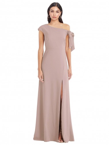 Stretch Crepe Off the Shoulder A-Line Dusty Pink Formal Evening Gown / Prom Dress / Bridesmaid Dress Derby