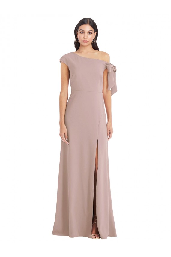 Stretch Crepe Off the Shoulder A-Line Dusty Pink Formal Evening Gown / Prom Dress / Bridesmaid Dress Derby