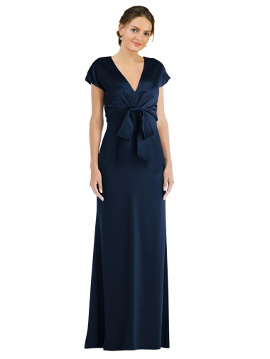 Stretch Crepe Off the Shoulder Keyhole Back Trumpet Dark Navy Formal Evening Gown / Prom Dress / Bridesmaid Dress Derby