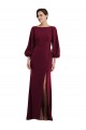 Stretch Crepe Bateau Neck Open Back Trumpet Burgundy Gold Formal Evening Gown / Prom Dress / Bridesmaid Dress Derby