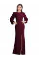 Stretch Crepe Bateau Neck Open Back Trumpet Burgundy Gold Formal Dress / Bridesmaid Dress Derby