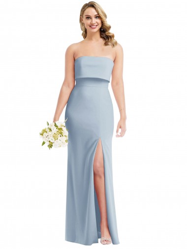 Stretch Crepe Strapless Low Back Trumpet Light Sky Blue Semi Formal Evening Dress / Prom Dress / Bridesmaid Dress Derby