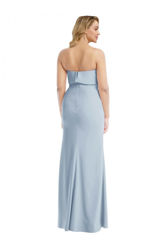 Stretch Crepe Strapless Low Back Trumpet Light Sky Blue Semi Formal Evening Dress / Prom Dress / Bridesmaid Dress Derby