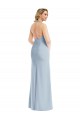 Stretch Crepe Halter Neck Open Back Trumpet Light Sky Blue Bridesmaid Dress / Evening Dress Derby