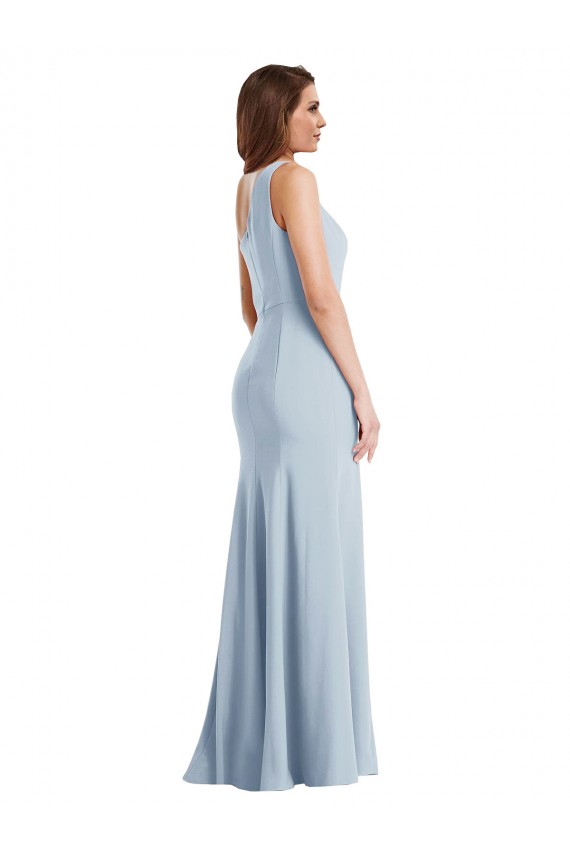 Stretch Crepe One Shoulder Trumpet Light Sky Blue Formal Evening Gown / Prom Dress / Bridesmaid Dress Derby