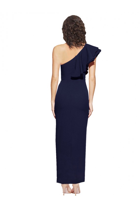 Stretch Crepe One Shoulder Sheath Dark Navy Formal Evening Gown / Prom Dress / Bridesmaid Dress Derby