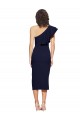 Stretch Crepe One Shoulder Midi Length Sheath Dark Navy Formal Evening Gown / Prom Dress / Bridesmaid Dress Derby