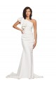 Stretch Crepe One Shoulder Sheath Ivory Semi Formal Evening Dress / Prom Dress / Bridesmaid Dress Derby