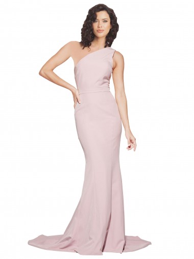 Stretch Crepe One Shoulder Sheath Mauve Semi Formal Evening Dress / Prom Dress / Bridesmaid Dress Derby