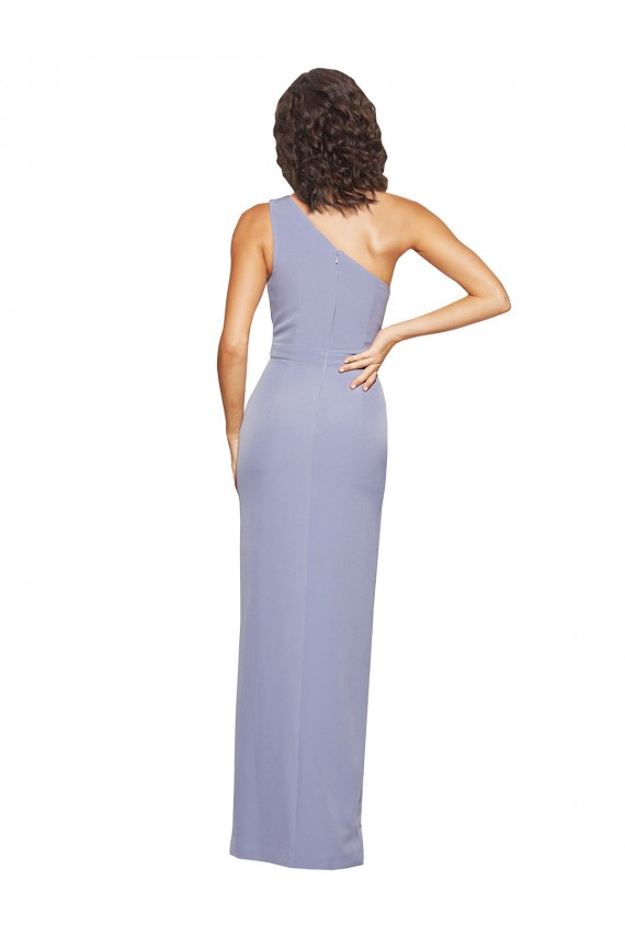 Stretch Crepe One Shoulder Sheath Smoke Blue Formal Evening Gown / Prom Dress / Bridesmaid Dress Derby