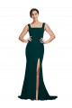 Stretch Crepe Square Neck Sheath Midnight Green Semi Formal Evening Dress / Prom Dress / Bridesmaid Dress Derby