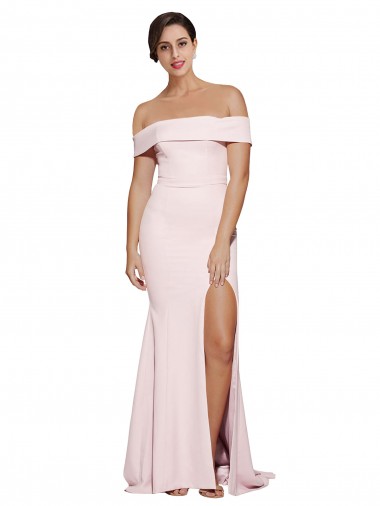 Stretch Crepe Square Neck Low Back Sheath Pink Formal Evening Gown / Prom Dress / Bridesmaid Dress Derby