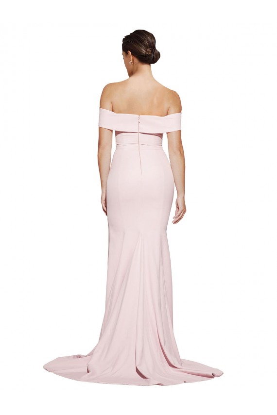 Stretch Crepe Square Neck Low Back Sheath Pink Formal Evening Gown / Prom Dress / Bridesmaid Dress Derby
