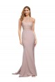 Stretch Crepe High Neck Sheath Dusty Pink Formal Evening Gown / Prom Dress / Bridesmaid Dress Derby