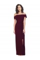 Stretch Crepe Square Neck Low Back Sheath Burgundy Gold Formal Evening Gown / Prom Dress / Bridesmaid Dress Derby