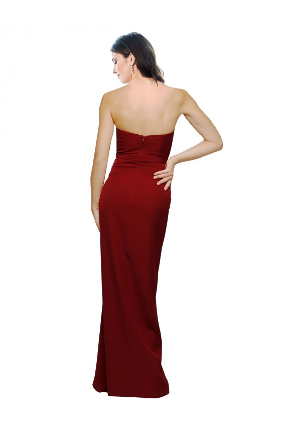 Stretch Crepe Sweetheart Low Back Sheath Burgundy Bridesmaid Dress / Evening Dress Derby