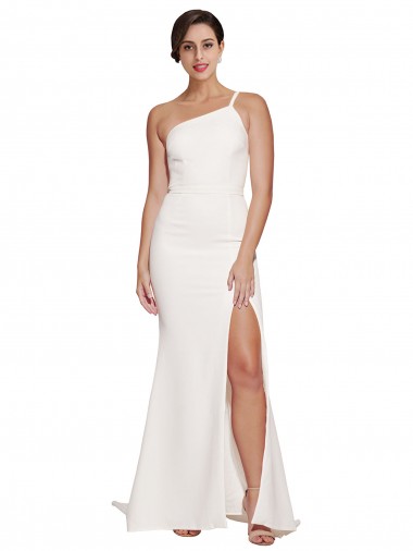 Stretch Crepe Strapless Sheath Ivory Semi Formal Evening Dress / Prom Dress / Bridesmaid Dress Derby