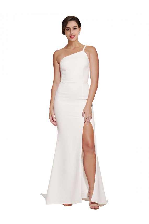 Stretch Crepe Strapless Sheath Ivory Semi Formal Evening Dress / Prom Dress / Bridesmaid Dress Derby