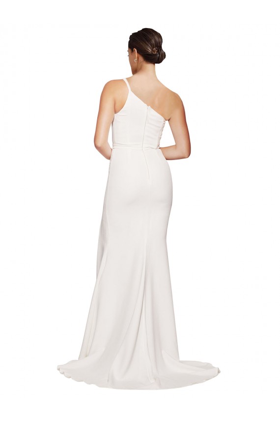Stretch Crepe Strapless Sheath Ivory Semi Formal Evening Dress / Prom Dress / Bridesmaid Dress Derby