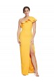 Stretch Crepe One Shoulder Sheath Saffron Formal Evening Gown / Prom Dress / Bridesmaid Dress Derby