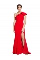 Stretch Crepe One Shoulder Sheath Red Semi Formal Evening Dress / Prom Dress / Bridesmaid Dress Derby