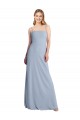 Stretch Crepe Square Neck Open Back A-Line Smoke Blue Prom Dress / Bridesmaid Dress Derby