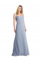 Stretch Crepe Scoop Neck Open Back A-Line Smoke Blue Prom Dress / Bridesmaid Dress Derby