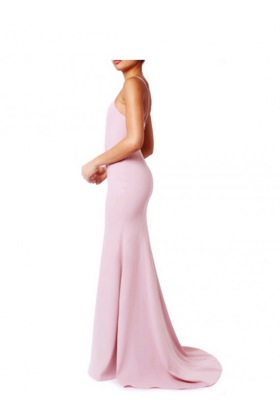 Stretch Crepe Square Neck Open Back Mermaid, Sheath Pink Prom Dress / Bridesmaid Dress Derby
